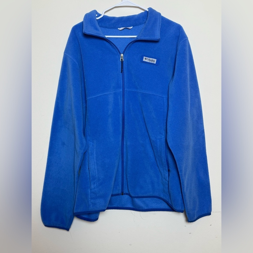 Columbia PFG Performance Fishing Gear Full Zip Fleece Jacket Royal Blue Men's